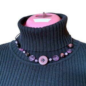 CREATION: Necklace  - Wire & Vintage buttons - Violet Purple